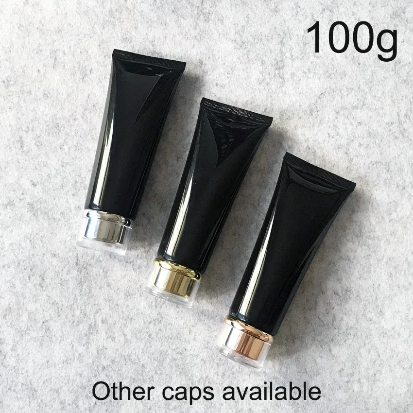 20pcs 100ml Glossy Black Plastic Soft Tube 100g Empty Cosmetic  Lotion Facial Cleanser Hand Cream Refillable Travel Container