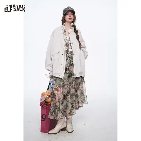 ELFSACK 2025 वसंत नई आगमन Y2K तेंदुए प्रिंट फूल प्रिंट अनियमित शिफॉन स्कर्ट महिलाओं 8 best sales पारदर्शी स्कर्ट - №4