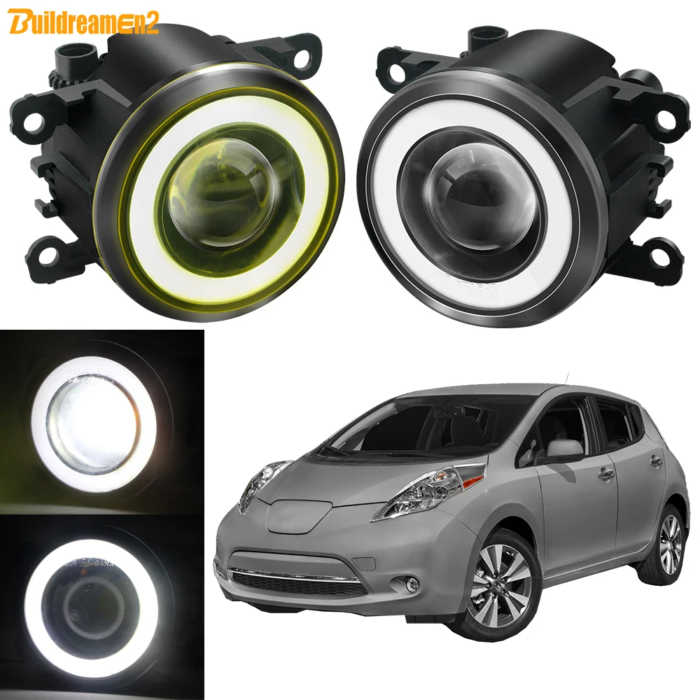 2 X 30W Car Front Bumper Angel Eye Fog Light For Nissan Leaf ZE0 2010-2017 H11 LED COB Fog DRL Daytime Running Lamp Accessories