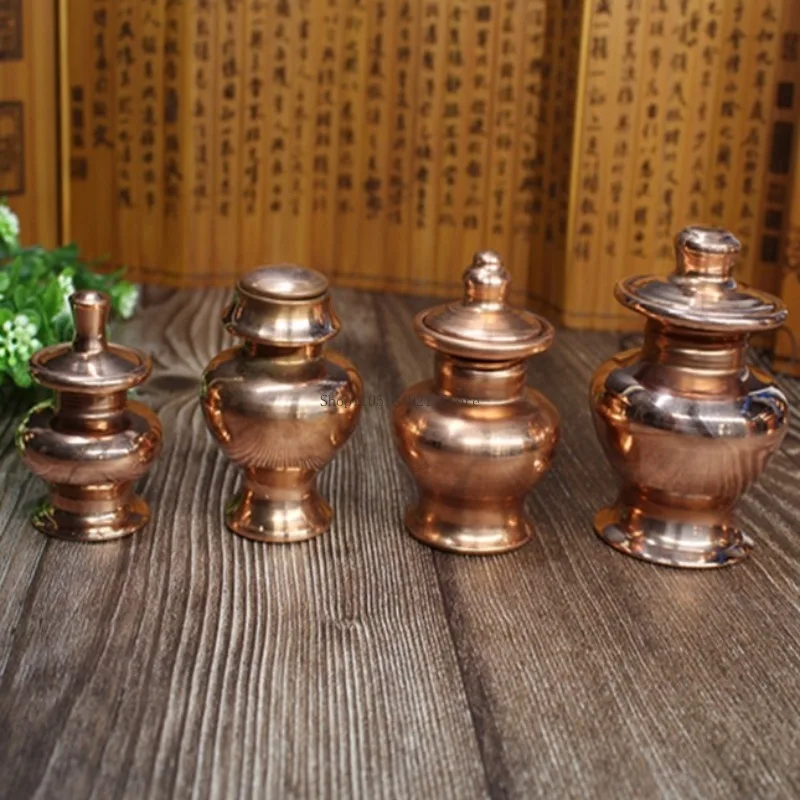 8Cm Spire Pure Copper Mini Treasure Bottle Tibetan Supplies Home Indoor Buddhist Hall Offering Ornament Purification Bottle