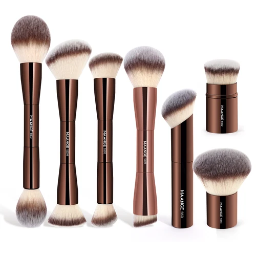 MAANGE-brochas de maquillaje de doble cabeza, base en polvo, corrector, colorete, bronceador, brocha de maquillaje, herramientas cosméticas de belleza para el cabello de fibra suave