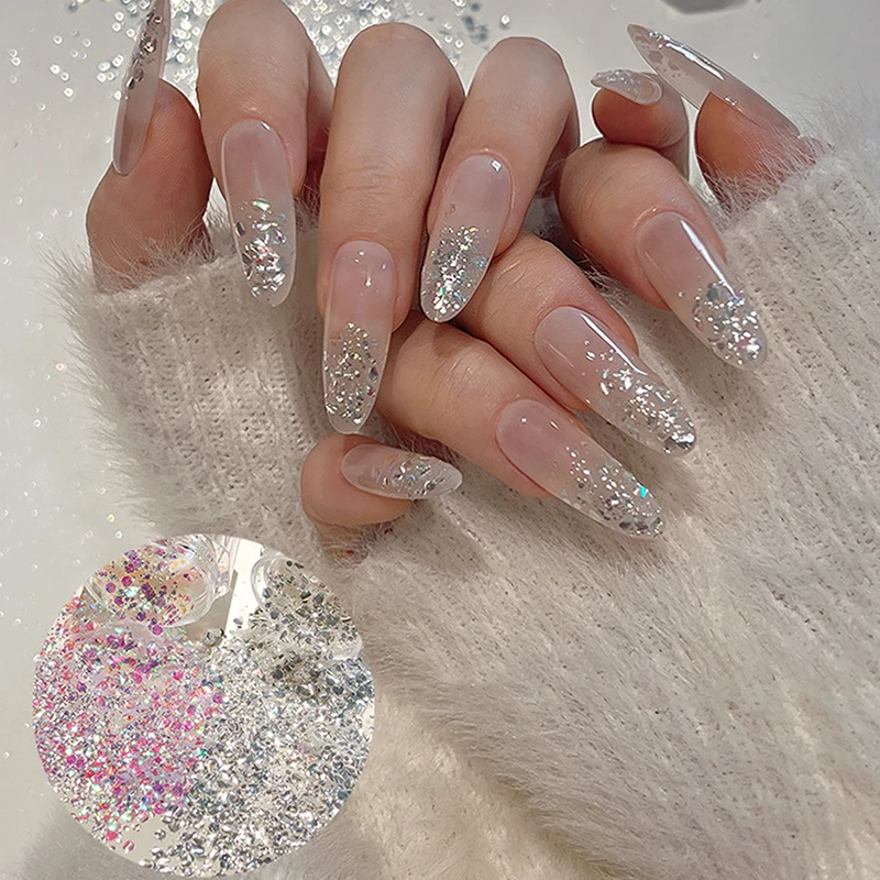 1 tarro de brillo de sirena para decoración de uñas, copos láser ultrafinos, lentejuelas holográficas, accesorios sueltos irregulares para decoración de uñas