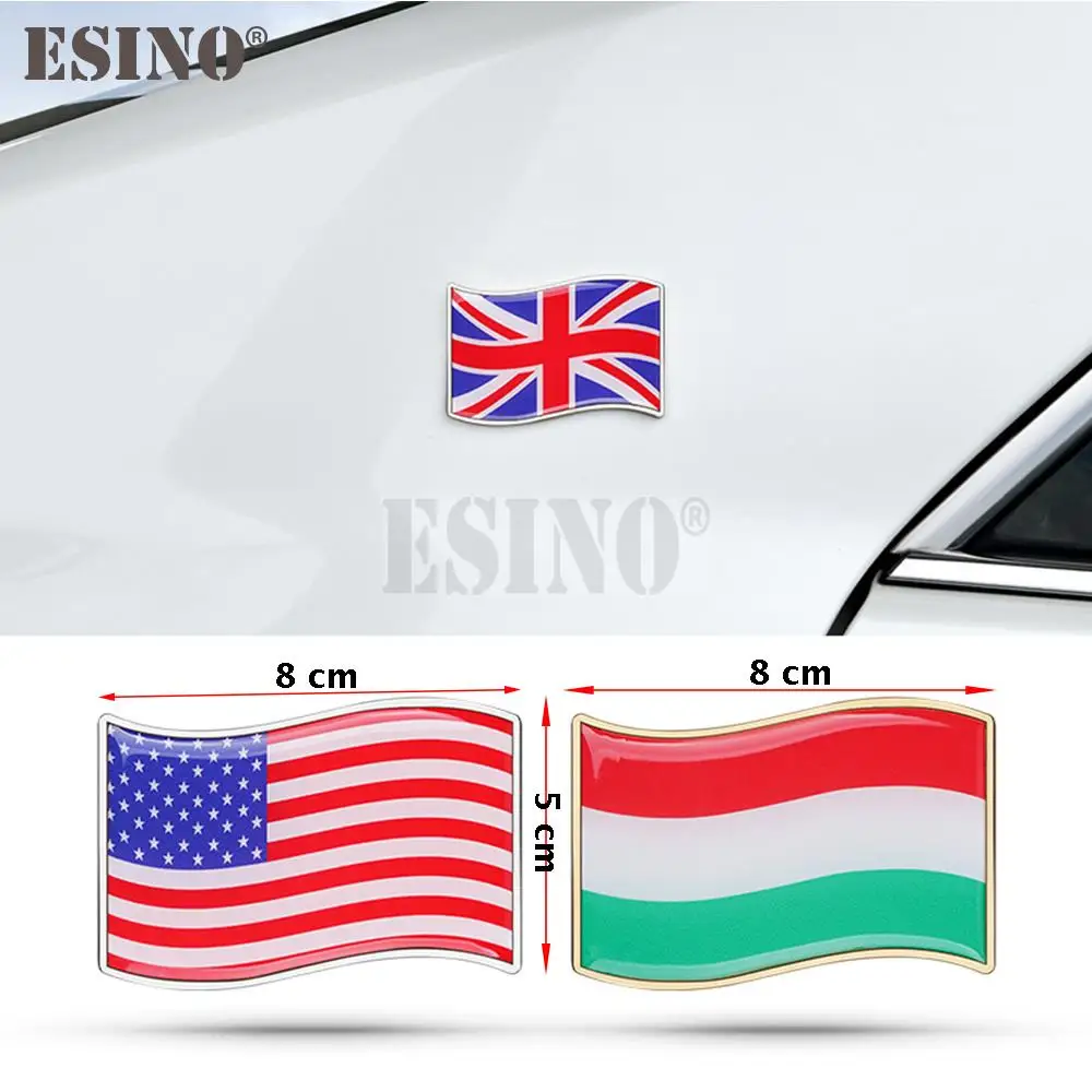 Car Styling Flying National Flag for US UK Geranny Spain Metal Zinc Alloy 3D Adhesive Emblem Badge Sticker Decal Auto Accessory