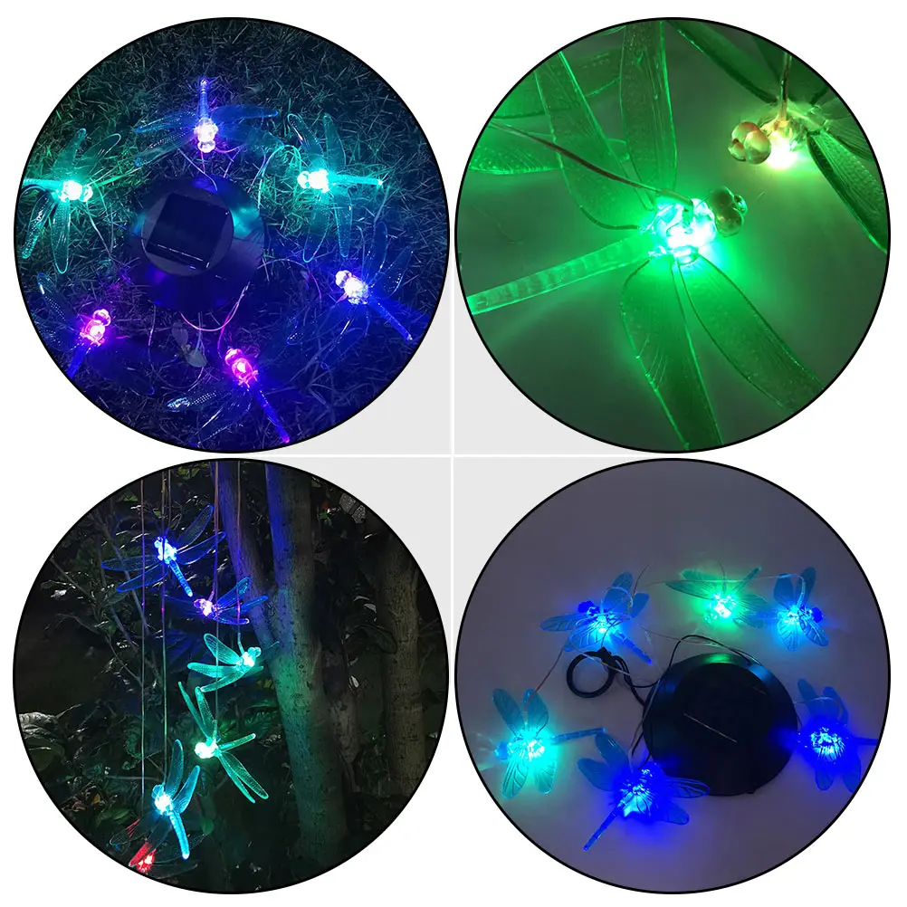 

1Pcs Dragonfly Solar Wind Chime Light Outdoor Garden Decor Easy Install Colorful Night Light Garden Hanging Lamp