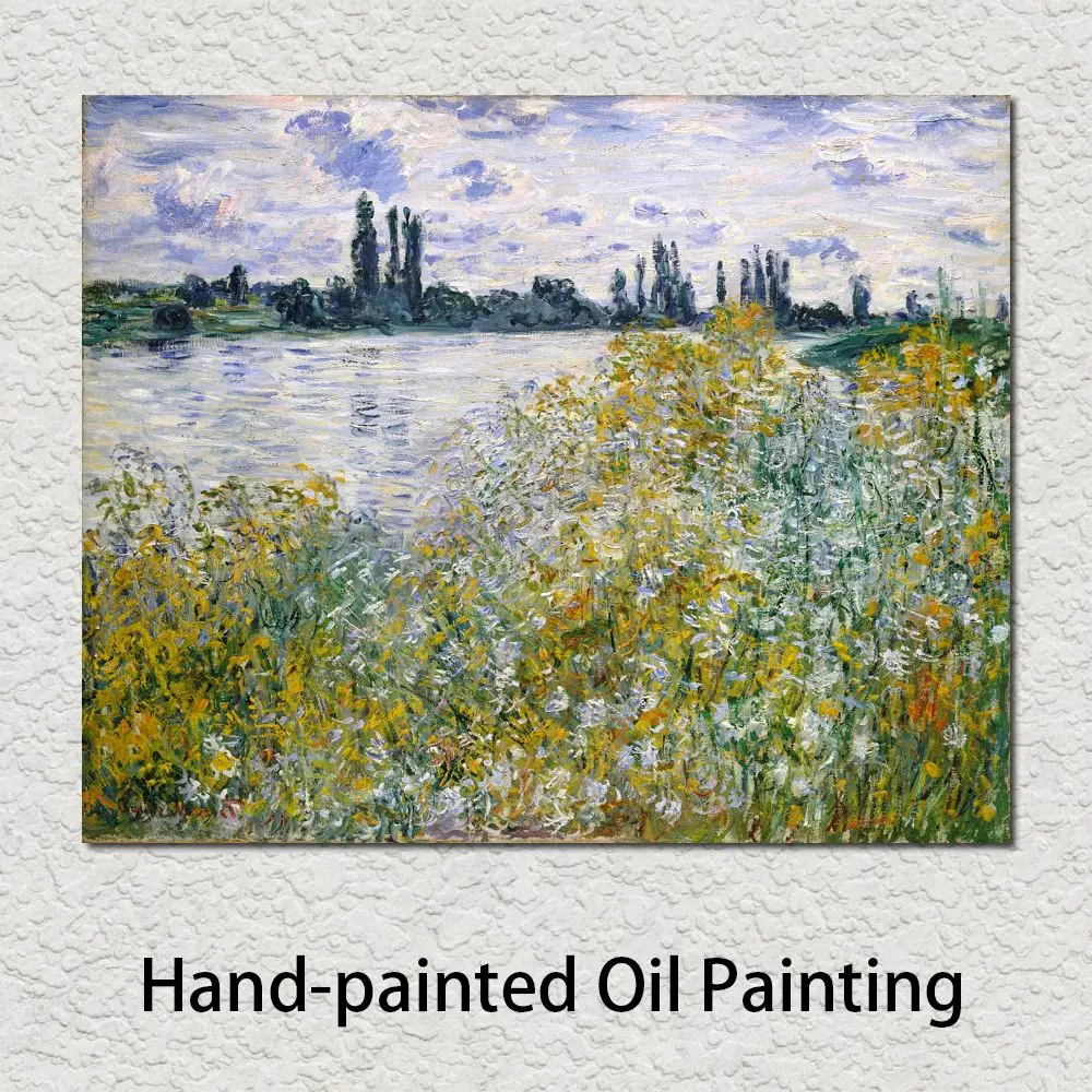 

High Quality Claude Monet Canvas Art Oil Painting Flowers on Siene near Vetheuil Handcrafted Landscape Artwork Home Decor Modern