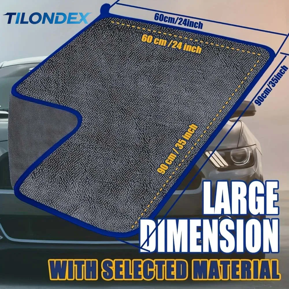 1PC 600GSM Microfiber Car Drying Towel - Ultrafine Absorbent Lint-Free Soft Cloth for Streak-Free Quick Drying