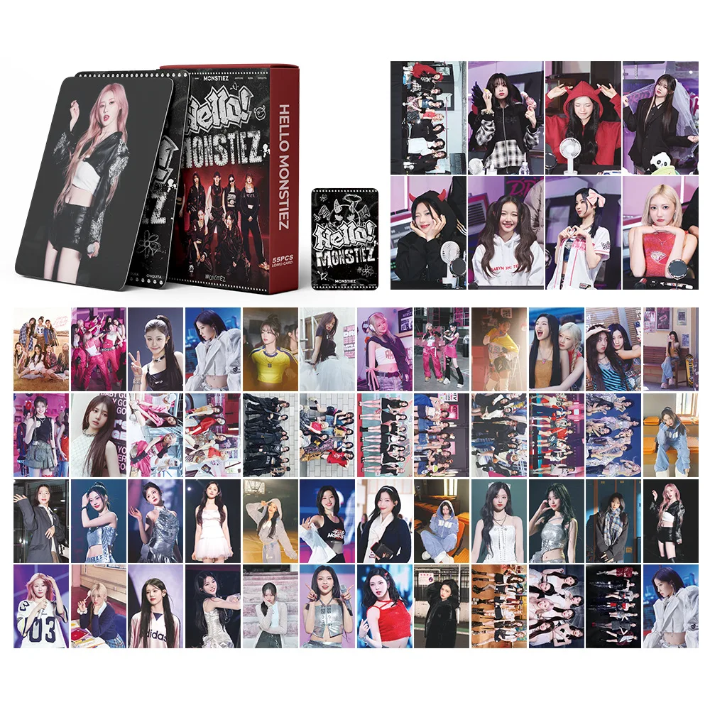 55Pcs/Set Kpop Babymonster Lomo Cards HELLO MONSTERS Fanmeeting Ahyeon Asa Ruka Photocards Chiquita Rami Selfie Card Fans Gifts