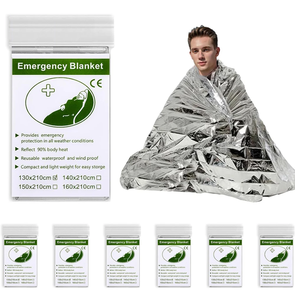 Emergency Foil Blanket Survival Thermal Mylar Blankets Perfect for Outdoors Hiking NASA Survival Marathons or First Aid