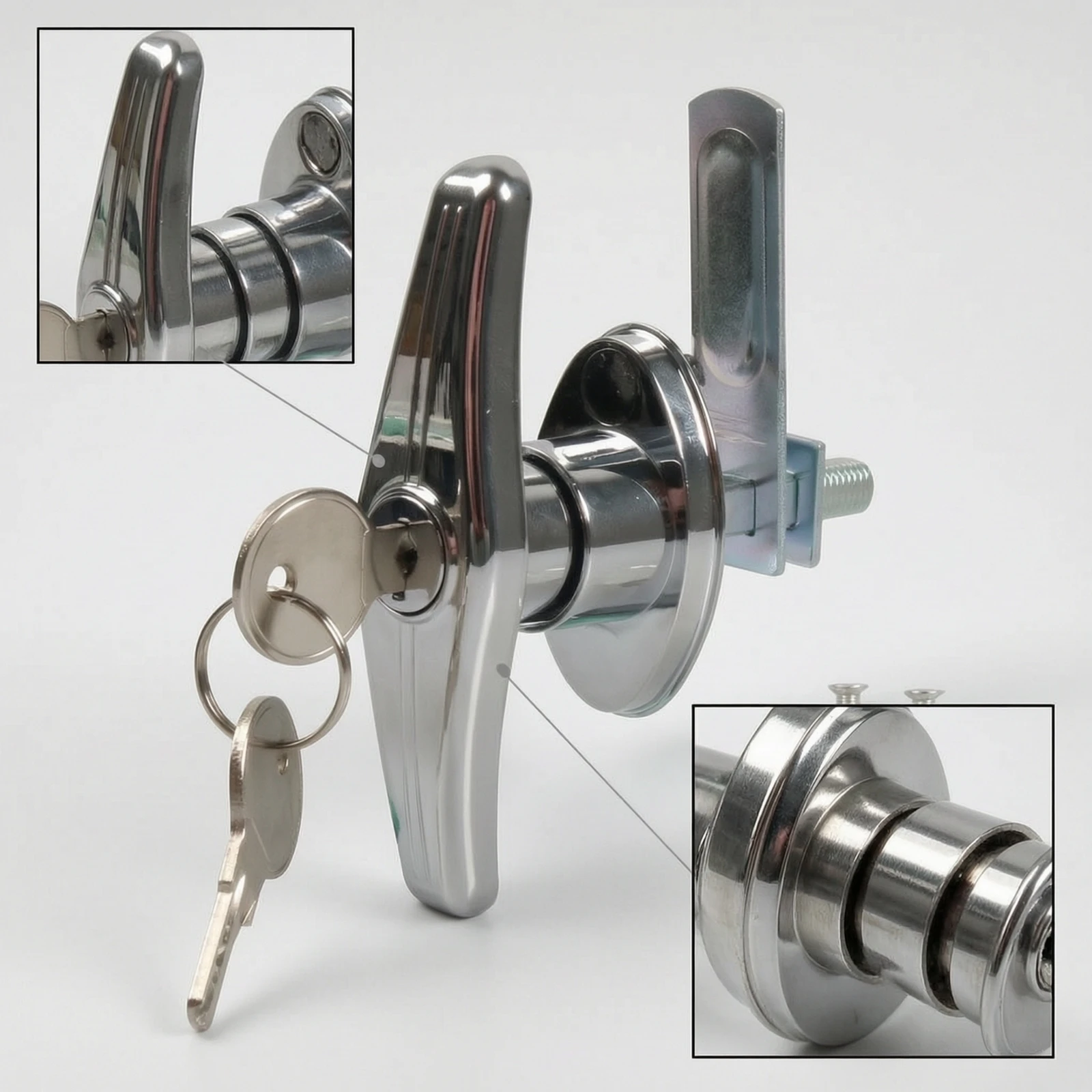 T-Handle Lock with Keys Panel-Mount T-Handle Lock Heavy-Duty Corrosion Resistant for Storage Door, Trailer