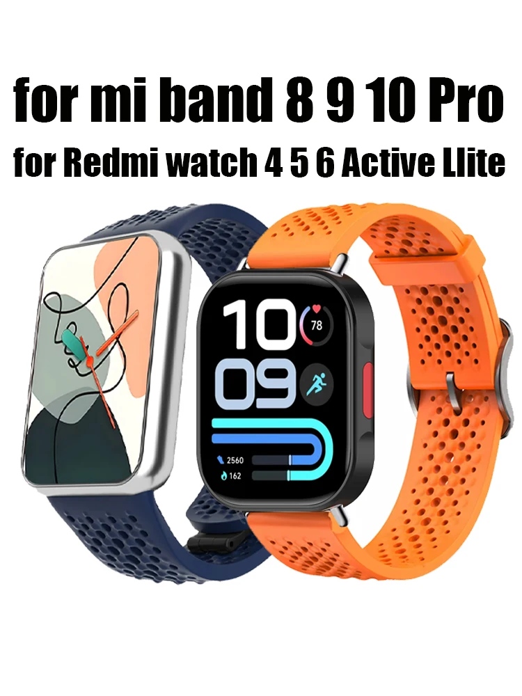 Straps for Redmi Watch 4 5 6 active 6 lite Sport Silicone Bracelet correa Wristband for Xiaomi Mi Band 8 Pro 9 Pro 10 Pro Belt