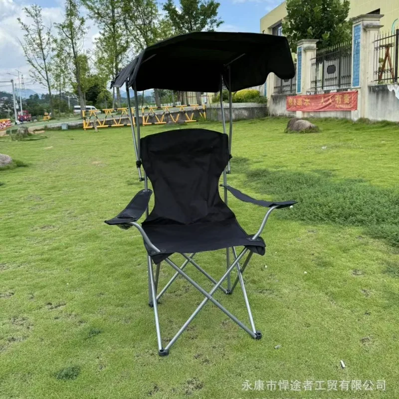 Outdoor Foldable Sunshade Recliner Portable Fishing Beach Camping Chair with Canopy for Lunch Break Art Sketching Rest Use