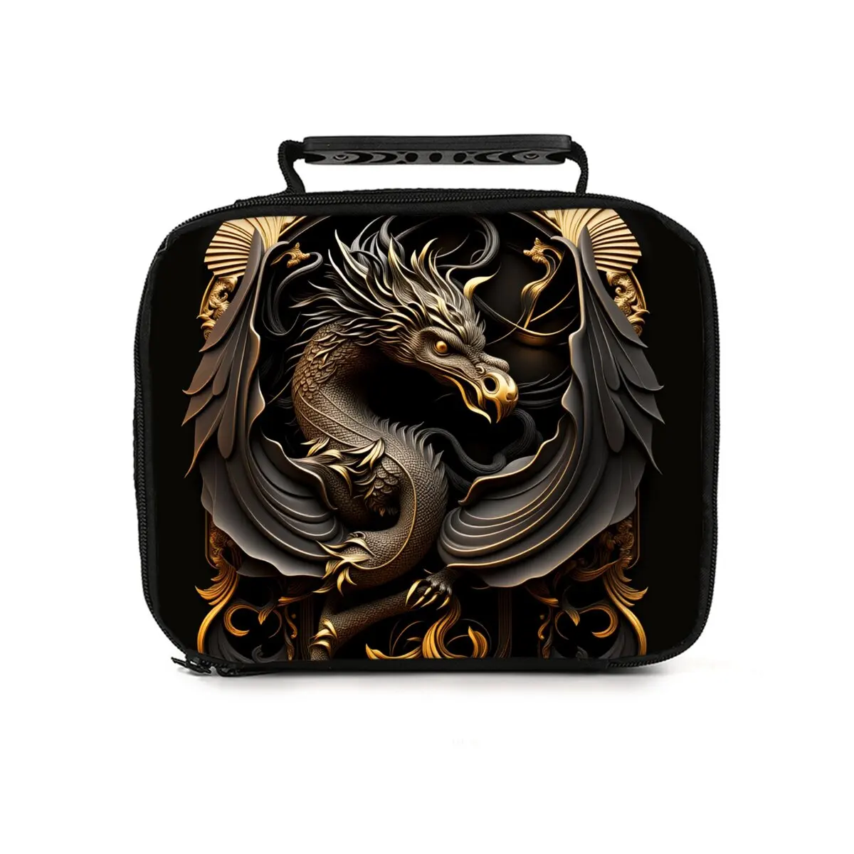Metallische Drachen-Lunchtasche für Jungen/Mädchen, beste Geschenke, 2D-Cartoon-Lunchbox-Tasche für Kinder, thermoisolierte Picknicktasche