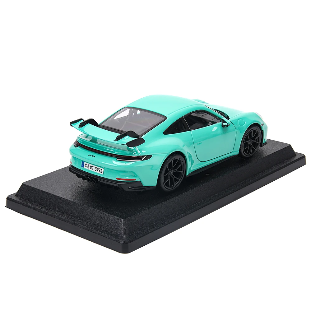 Bburago 1:24 포르쉐 911 GT3 형광 녹색 회색 합금 럭셔리 차량 다이캐스트 자동차 모델 장난감 컬렉션 선물, 생일 선물