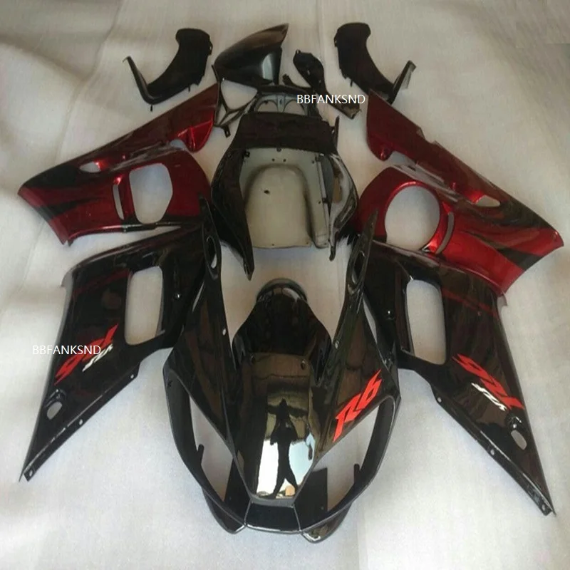 Hot  fairing kits for YAMAHA YZFR6 1998 1999 2000 2001 2002 YAMAHA red black custom fairings YZF R6 98-02