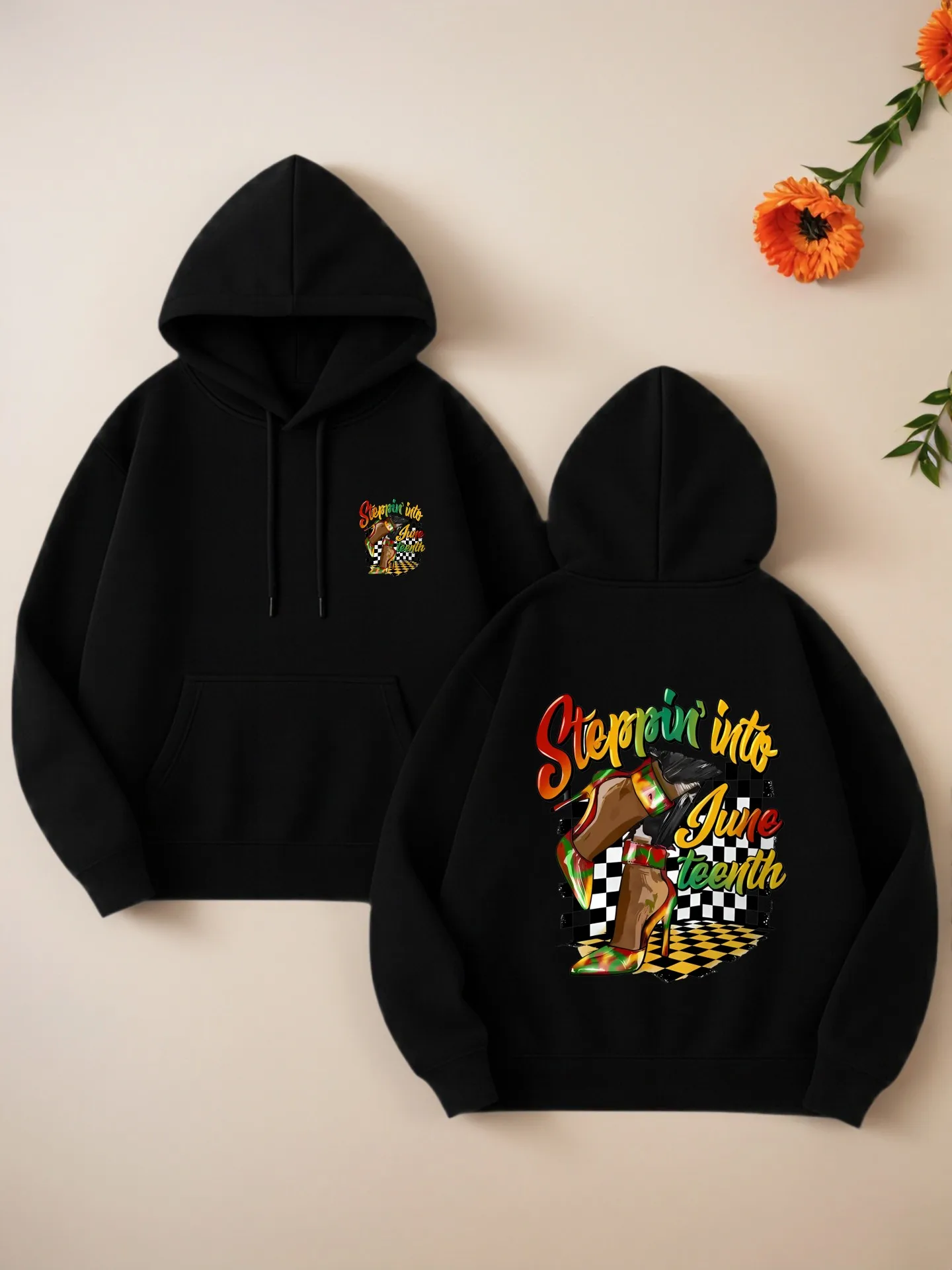 

Женская толстовка с рисунком, Juneteenth - вдохновленный графическим принтом, повседневная эстетика, мягкая ткань, повседневная повседневная одежда, для молодых мужчин