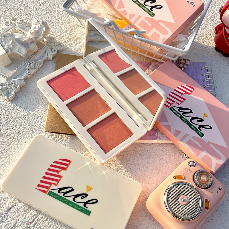 Biya 3 Colors Face Blush Combination Waterproof Multi-functional Powder Palette General Natural Brightening Rouge Face Makeup