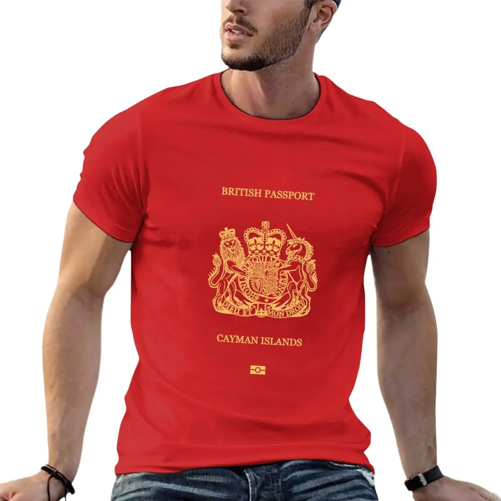 British passport (Cayman islands) T-shirt funnys heavyweights men t shirt