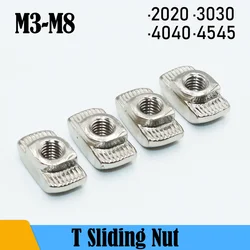 Aluminium Profile Nickel Plated T Nut M3 M4 M5 M6 M8 2020/3030/4040 4545 Series Hammer Head Sliding t-nut Connector for T-slot