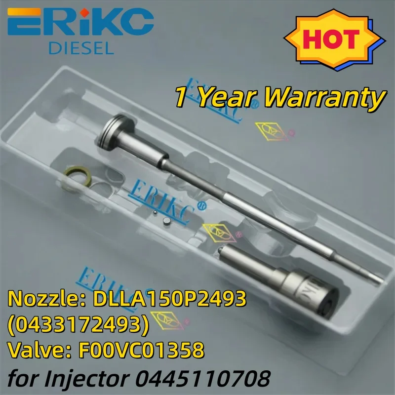 

Common Rail Diesel Fuel Injector Repair Kits Nozzle DLLA150P2493 (0433172493) Valve F00VC01358 for Injection 0445110708