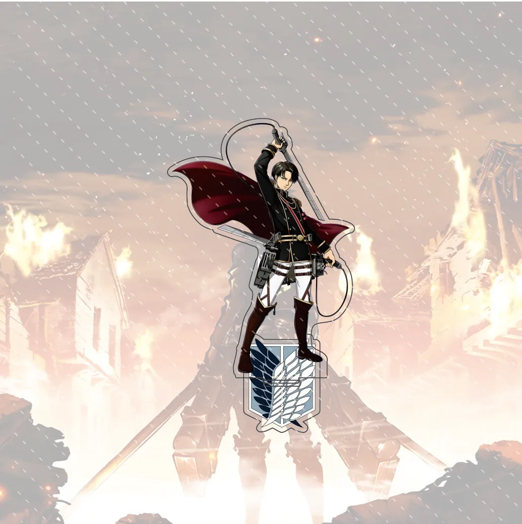 أنيمي هجوم على تيتان 15 سنتيمتر الاكريليك الدائمة إرين ميكاسا ليفي إروين أرمين عمل أرقام نموذج سطح المكتب الديكور حامل هدية #5