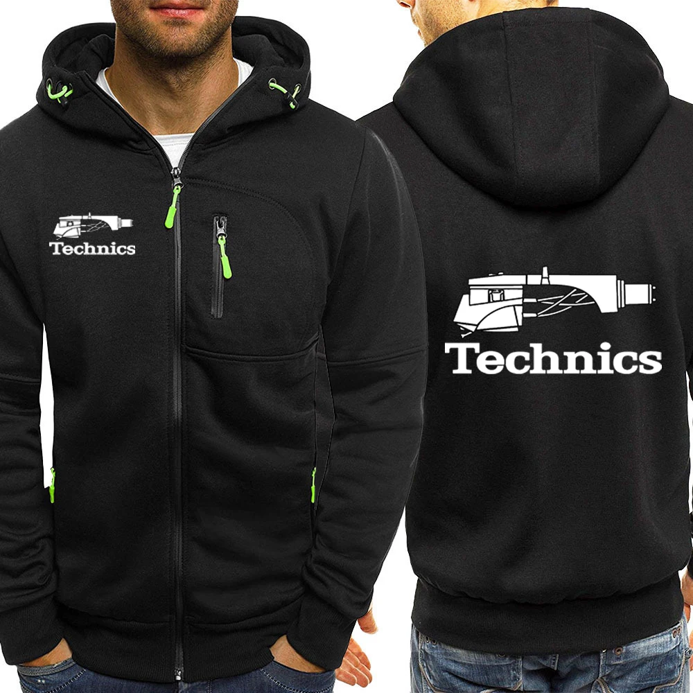 

2025 Spring Autumn Men's Technics DJ Logo Print Sweatshirts Long Sleeve Jacket Zipper Simplicity Leisure Comfortable Hoodies