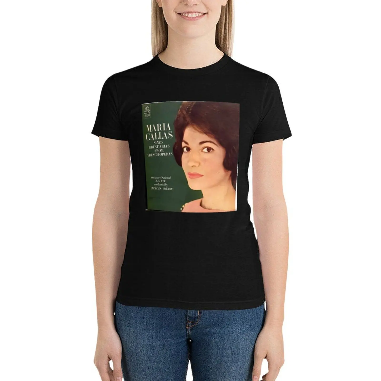 Maria Callas, Opera, Singer, Arias, Diva, lp, record, vinyl T-Shirt summer top Female clothing tight shirts for Women