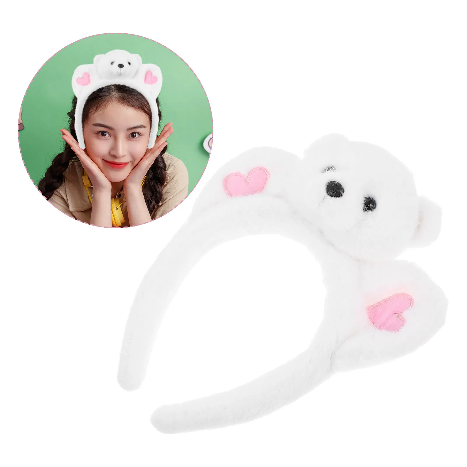 

Cute Bear Headband Soft Cartoon Animal Ears Hair Band Party Cosplay Hair Accessory for Kids Adults Bear Accessories