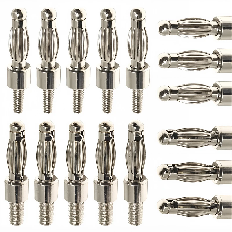 20PCS 4mm Banana Plug with Thread 3mm / 4mm for Panel Mount M3 / M4 Bolt Fitted Uninsulated Adaptor Connector Plugs