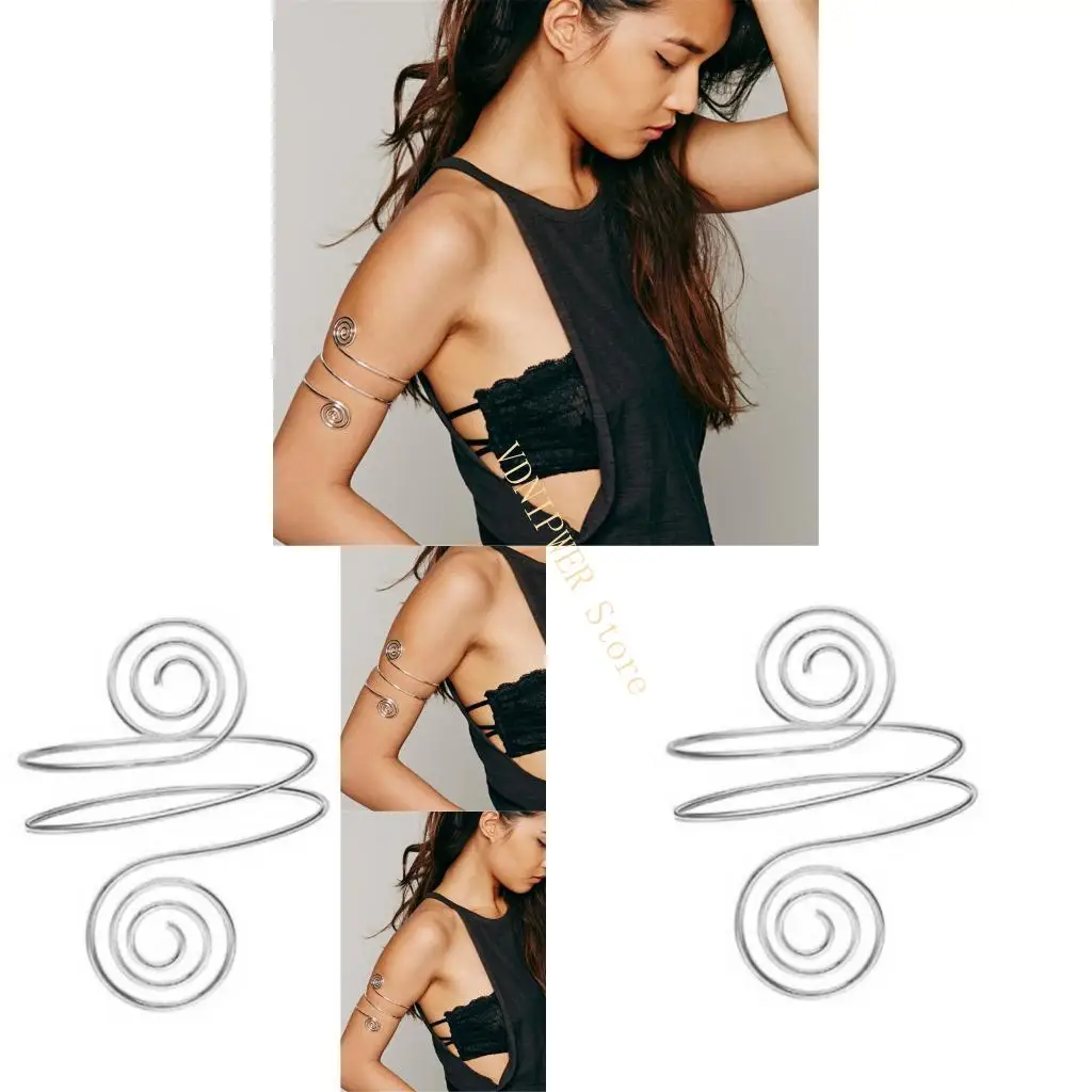 أساور ذراع الأنيقة الأنيقة للنساء لفائف حساسة Armlet Armlet Simple Armland Open Bangle D08E