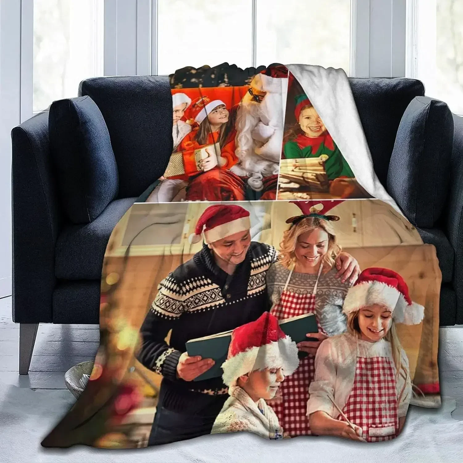 Cobertor de flanela personalizado com foto para adultos, presente personalizado para crianças, aniversário, Natal, pai, mãe, Dia dos Namorados