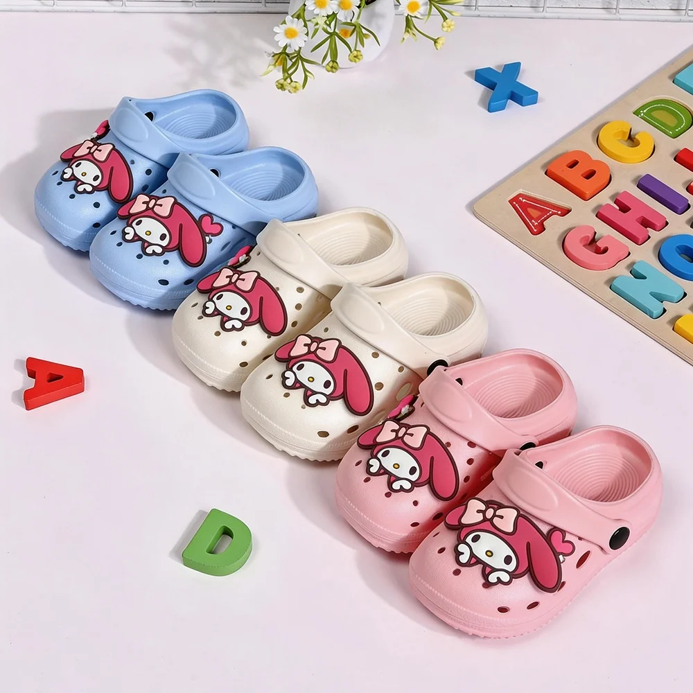 New Slippers Girls Sanrio Summer Bath Non-slip Children's Princess Slippers Indoor Cartoon Cute Shoe Outdoor Beach Sandals