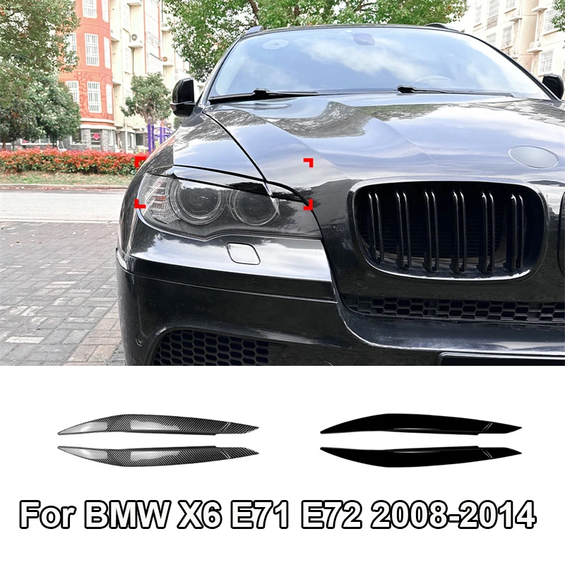 For BMW X6 E71 E72 2008-2014 Front Headlight Eyebrow Head Light Lamp Cover Trim Headlamp Eyelid Sticker Brow Strip cover