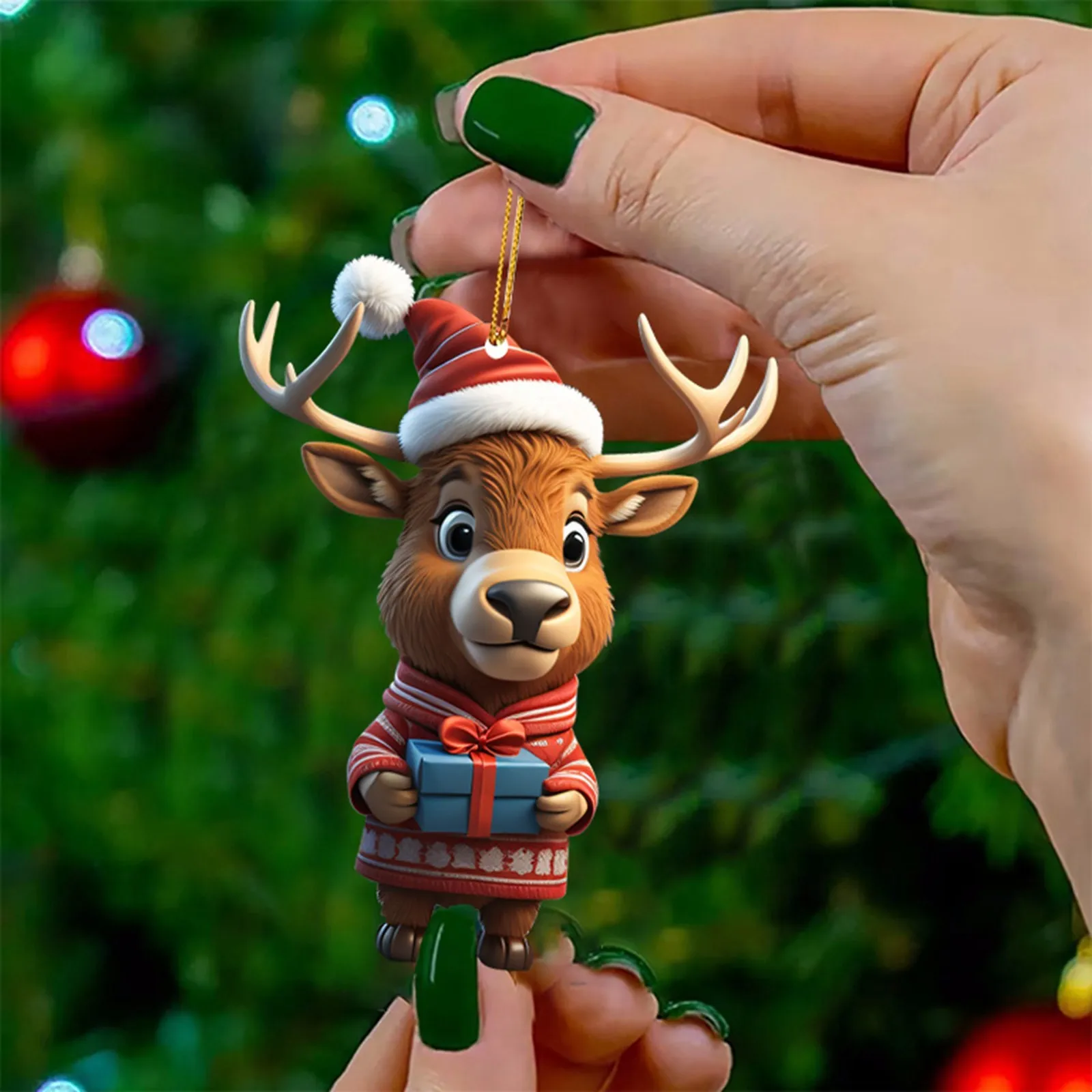 Christmas Home Wall Decoration Cartoon Christmas Deer Car Hanging Home Tree Pendant Christmas Tree Christmas Decorations 2024