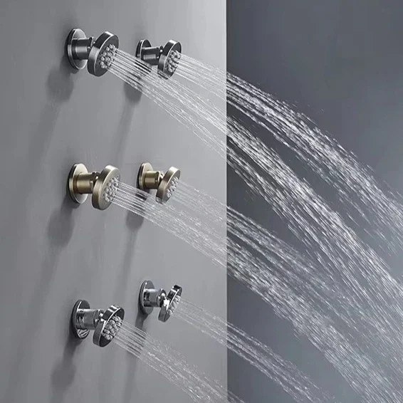 حديثا الفاخرة النحاس الجسم بخاخات الاستحمام المستديرة سبا تدليك الطائرات أخفى الحمام دش البخاخ رئيس صنبور الملحقات