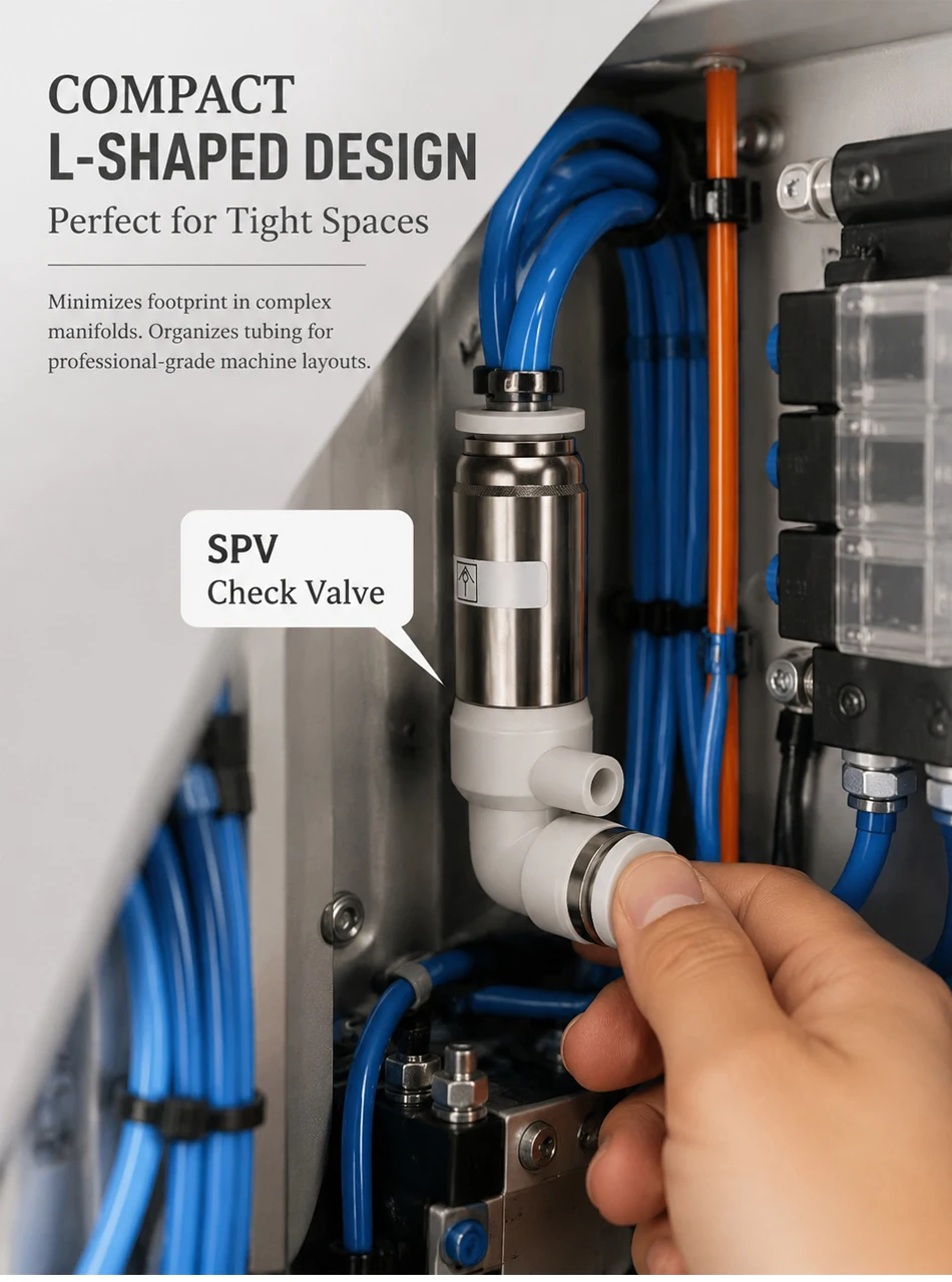 1PCS Pneumatic One-way Non Return Check Valve 90 Degree Elbow SPV 4mm 6mm 8mm 10mm 12mm Push In Quick Connect Air Hose Fitting T&I Online Store