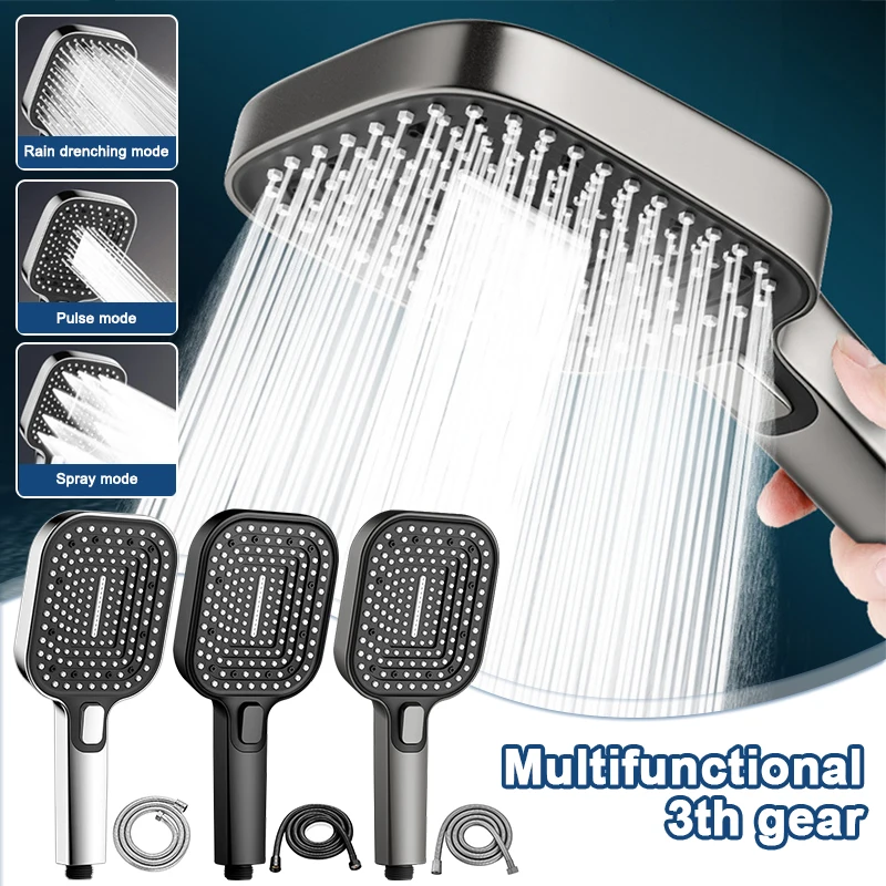 Large Panel High Pressure Handheld Shower Head Powerful Shower Spray Sets Rain Shower Mixer Home Bathroom Accessories