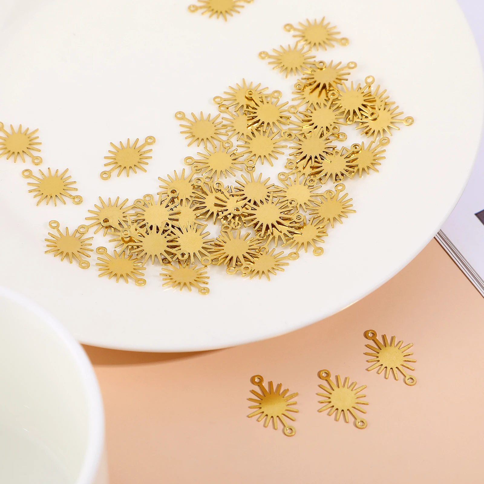 

50 pcs Sun Flower Pendant 13mmx18mm Alloy Connectors Jewelry Making Charms Vintage Earring Accessories DIY Craft Supplies