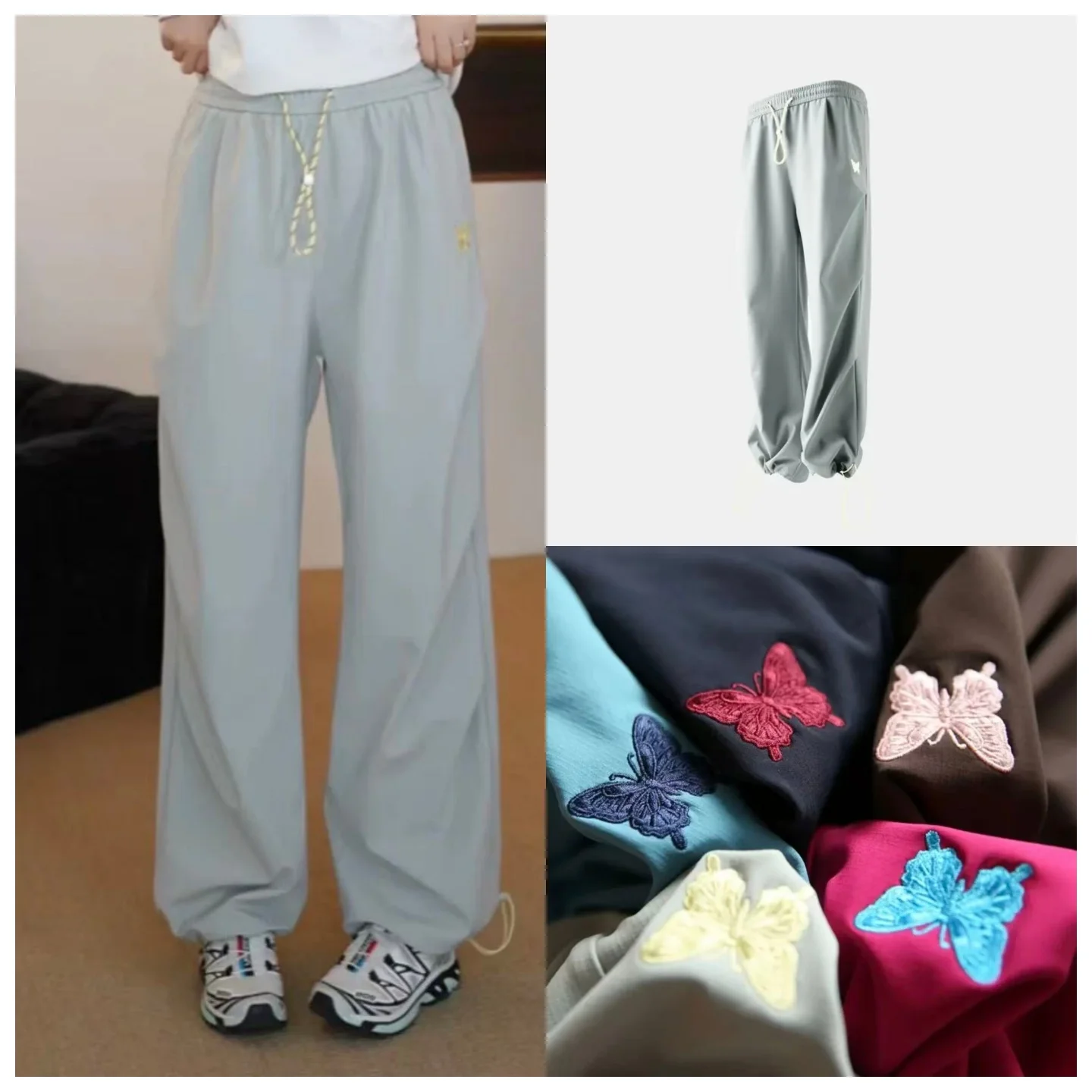 

Спортивные брюки для активного отдыха осень-зима, прямые, с вышивкой, в стиле парашютиста, с манжетами, повседневные, универсальные, длинные