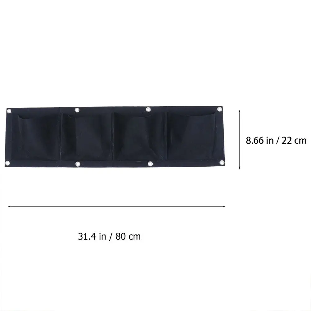2Pcs Wall Hanging Plant Bag Felt Multi-Pocket Planter Black Space-Saving Vertical Garden Herb Succulent Vegetable Growing