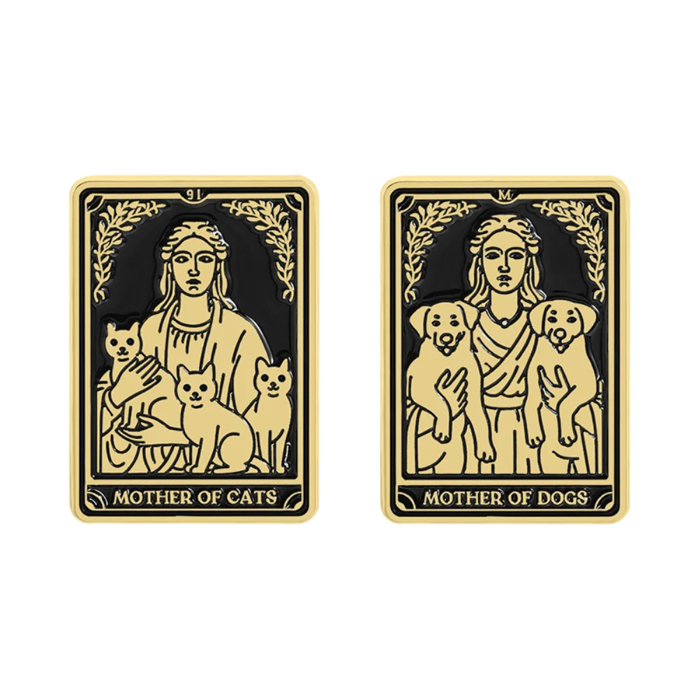 Tarot Card Shovel Poop Official Exclusive Brooch Mother of Dogs Cats Black Gold Pin Backpack Clothing Pins Decorative Accessory