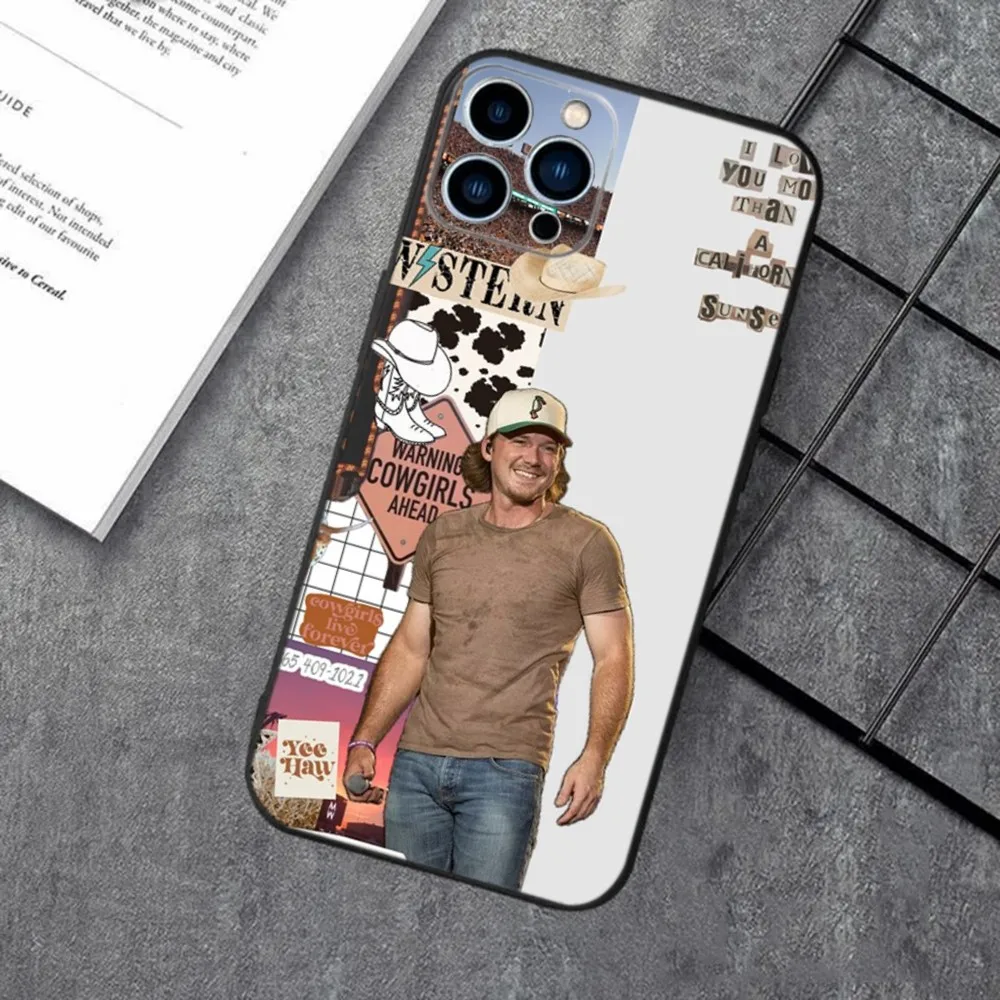 Morgan Wallen Phone Case For Apple iPhone 15,14,13,12,11,XS,XR,X,8,7,Pro,Max,Plus,mini Silicone Black Cover
