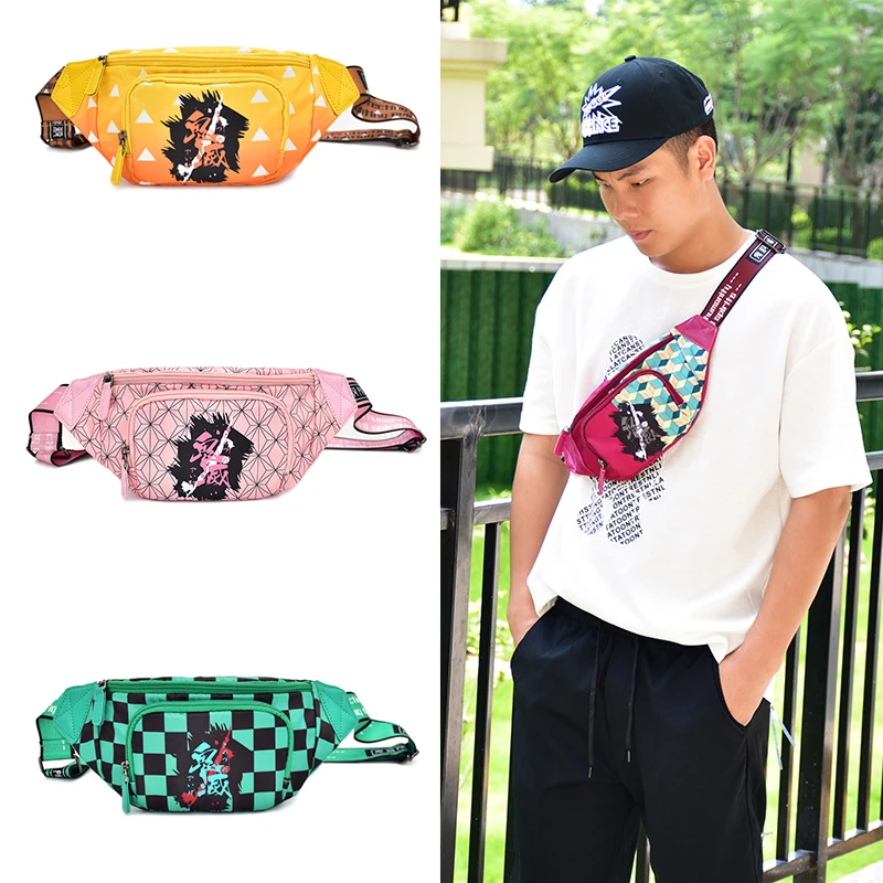 

Anime Character Cosplay Props Bags Women Men Kimetsu No Yaiba Chest Bag Sports Fanny Pack Messenger Bag One Shoulder Bag