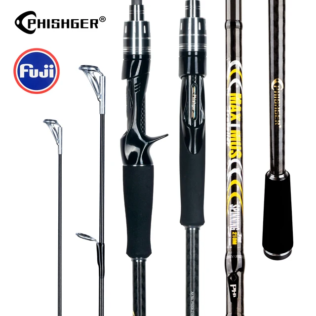 PHISHGER MAXIMUS Traveler Spinning Baitcasting Lure Wędki 1,65 m ~ 3,0 m Fuji Guide 30T Carbon Ultralight Fast L/ML/M 3-35g
