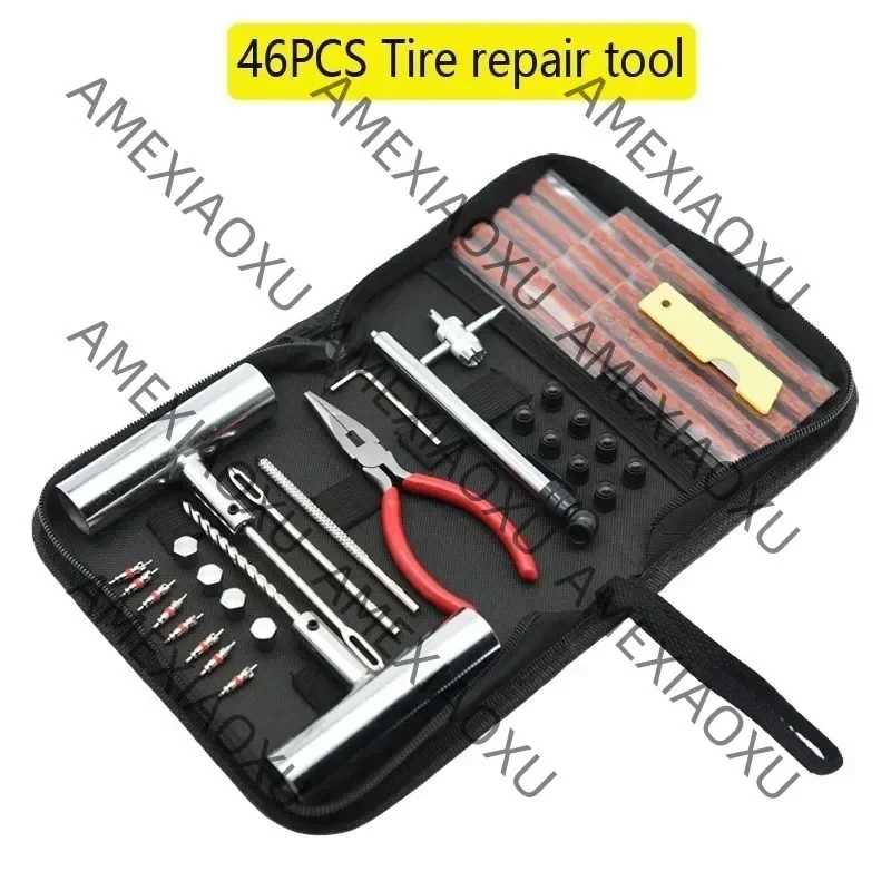 46/62 Pcs Set Car Tire Repair Tool Tire Repair Kit Studding Tool Set Auto Bike Tire Repair Puncture Plug Garage Car Accessories