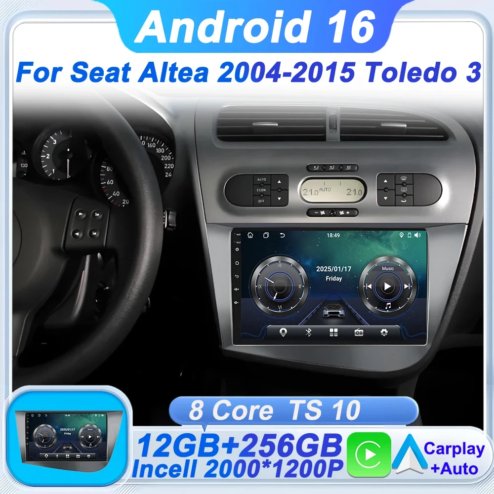 

Беспроводное радио CarPlay Android Auto для Seat Altea 2004-2015 Toledo 3, автомобильный мультимедийный GPS 2din, авторадио, 5G, Wi-Fi, сенсорный экран BT