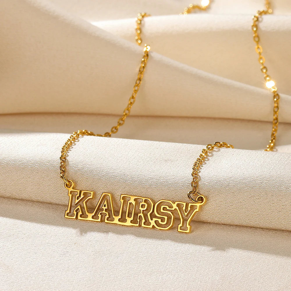

Customized Name Necklace For Women Gold Color Stainless Steel Letter Necklace Personalized Nameplate Birthday Party Jewelry Gift