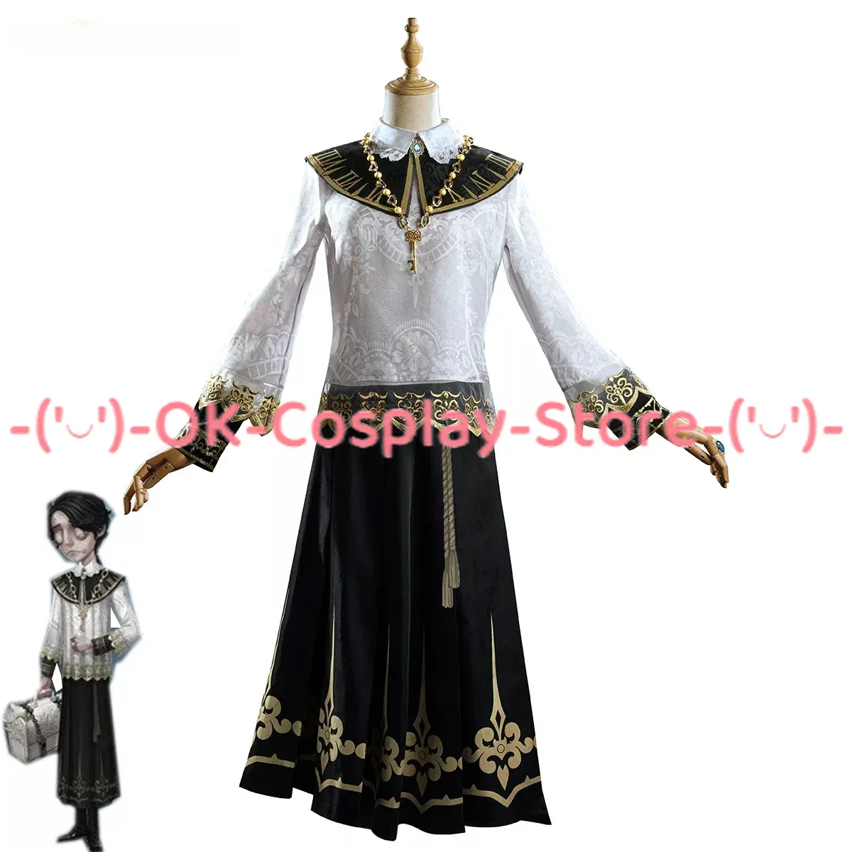 Clock Keeper Aesop Carl Cosplay Costume Game Identity V Embalmer White Suit Fancy Party Outfits Halloween Uniforms Custom Made