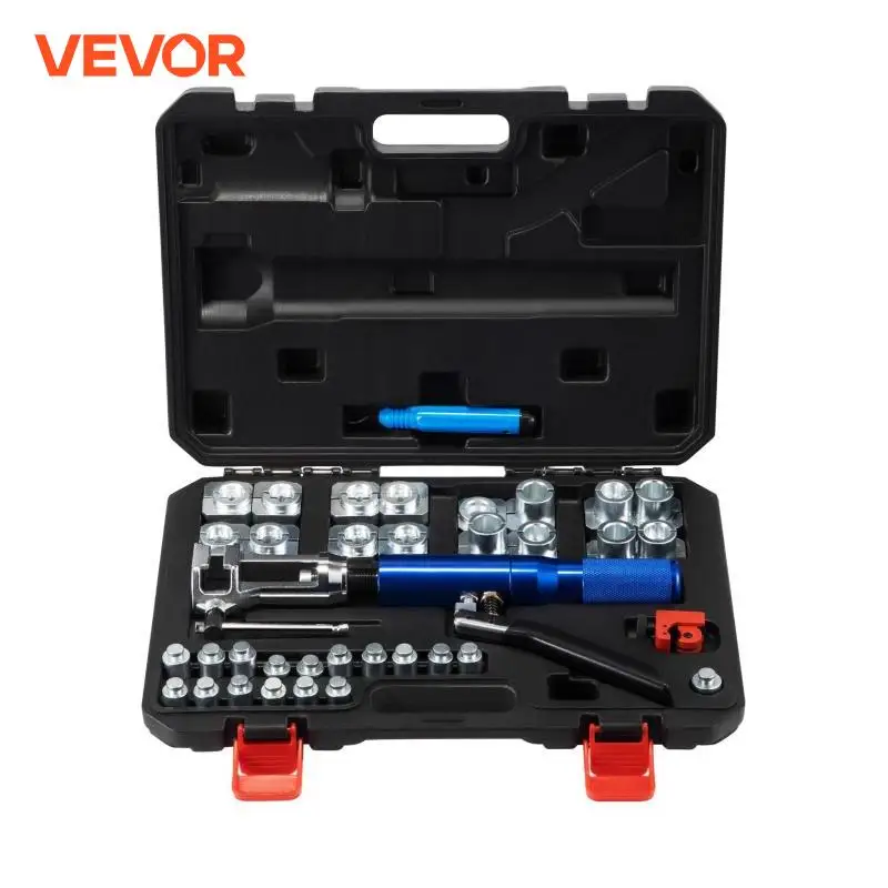 VEVOR Hydraulic Expanding and Double Flaring Tool Kit 45° Soft HVAC Copper Tube Expander 3/16in to 1/2in Brake Flare Repair Tool