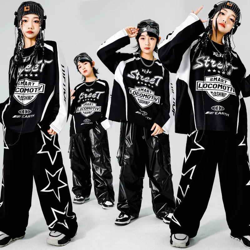 Kids Hiphop y2k Streetwear Rapper Clothes Suit Boy Girl Fashion Performance Outfits Set Child Hip-hop Dance Costume For Teenager