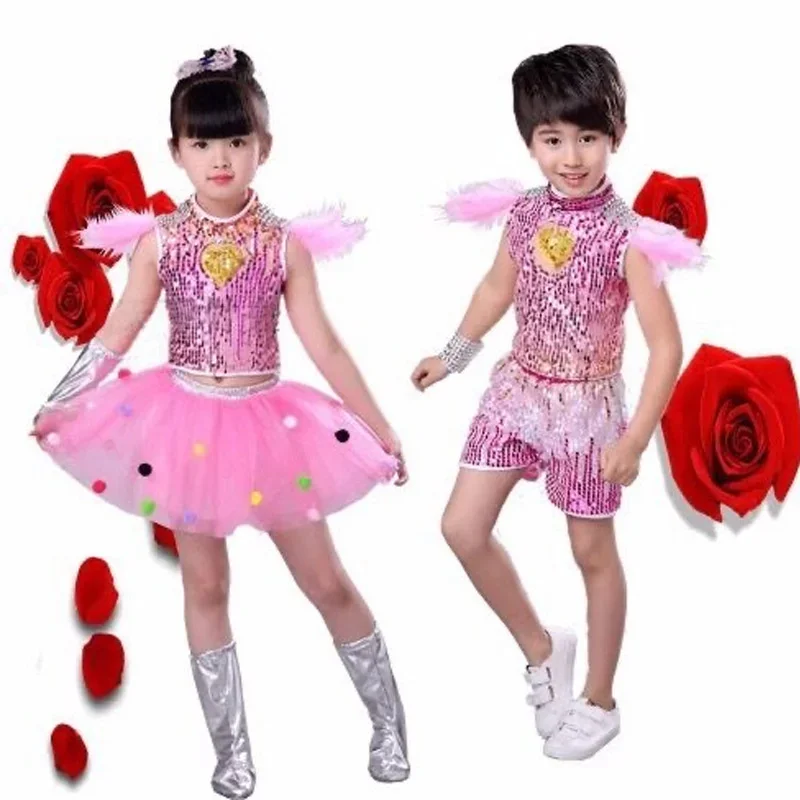 costume Jazz dance kids performance clothes Children's sequins poncho gauze skirt Modern dance kindergarten performance clothes